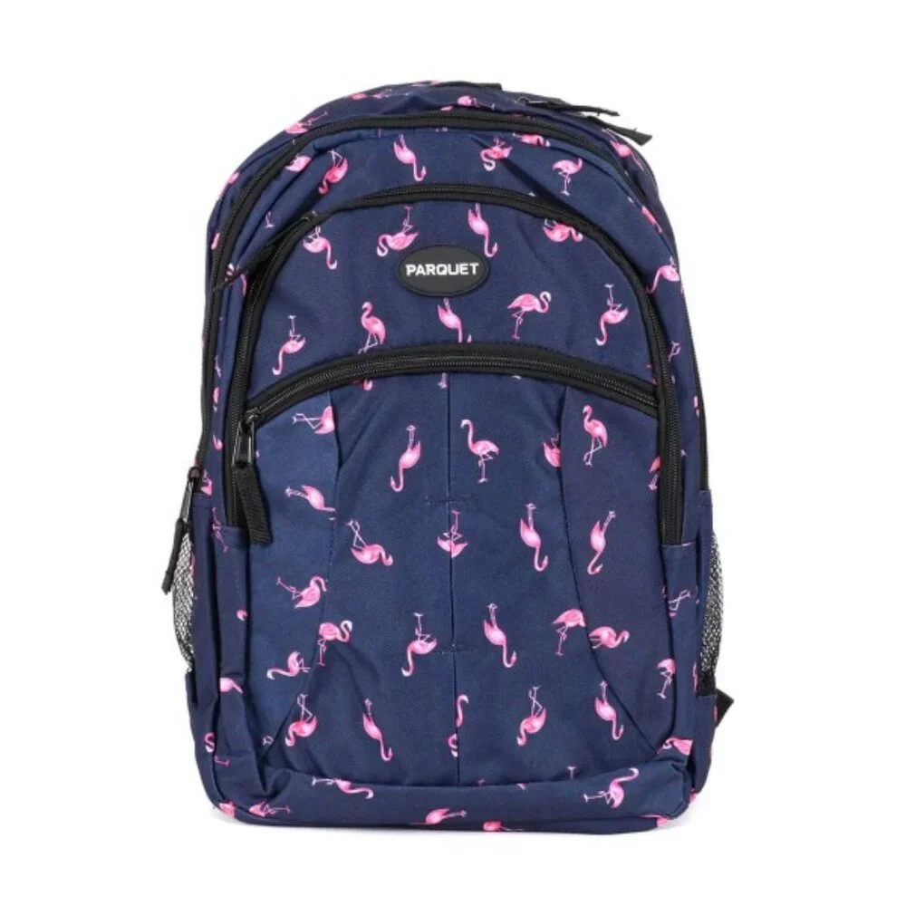 Flamingo -Navy & Pink Backpack/ Laptop Bag / School Bag- Multi-Compartment - NWT